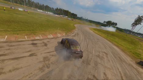 brown race car drifting at lidköping motorstadion