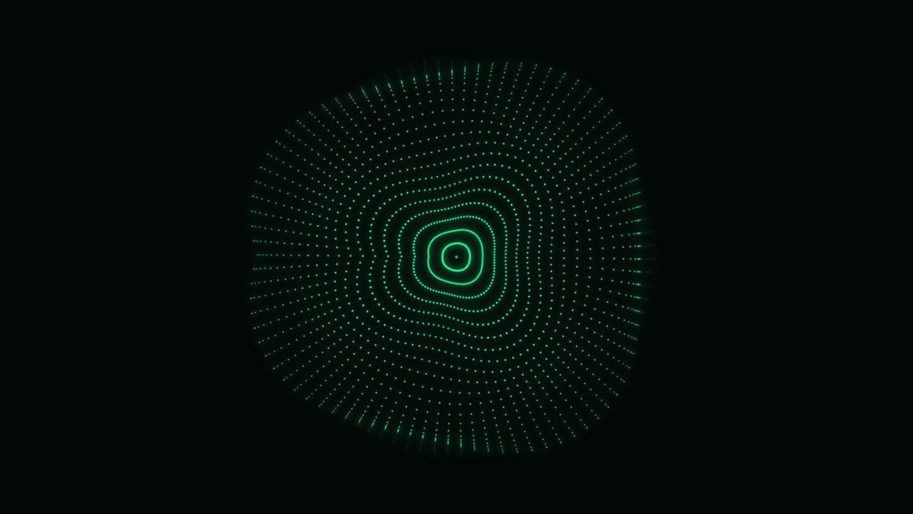 Abstract Green Particle Wave Animation on Black Background