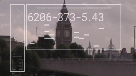 animación del procesamiento de datos sobre el paisaje urbano de londres