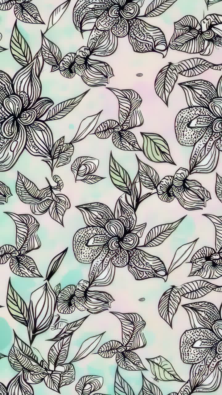 Abstract Black and White Floral Line Art Pattern