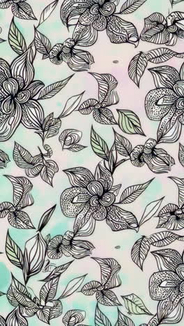 abstract black and white floral line art pattern