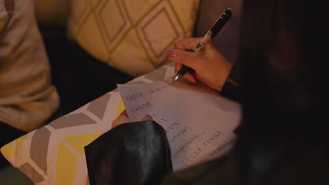 Hand writing notes