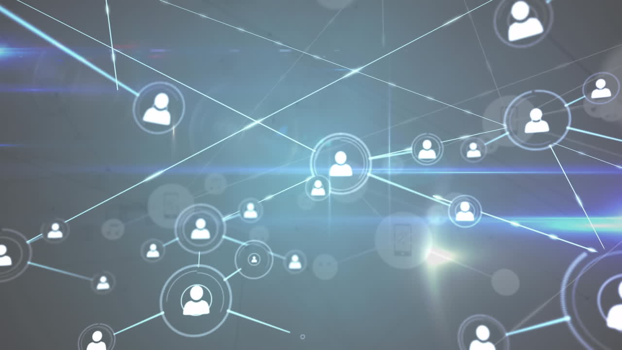 animación de la red de conexiones con los iconos de las personas