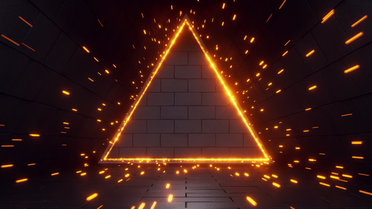 túnel oscuro con pared de ladrillo, renderización en 3d.