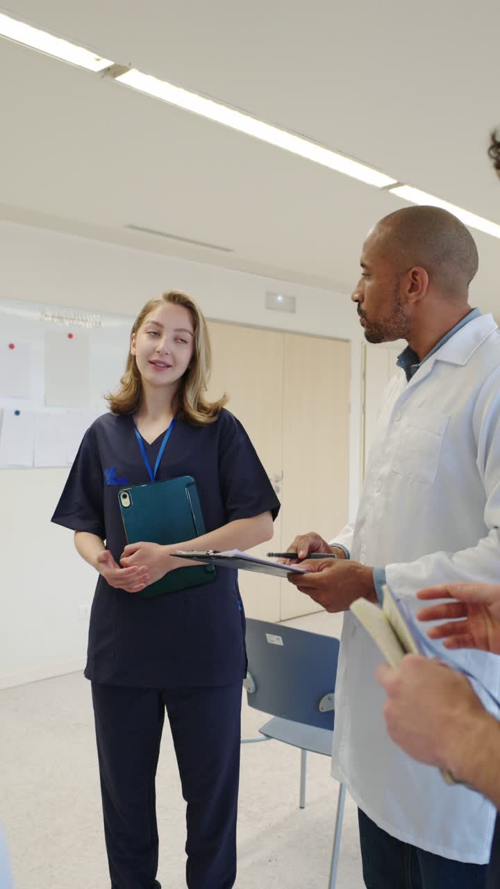 Medical staff meeting in a hospital setting