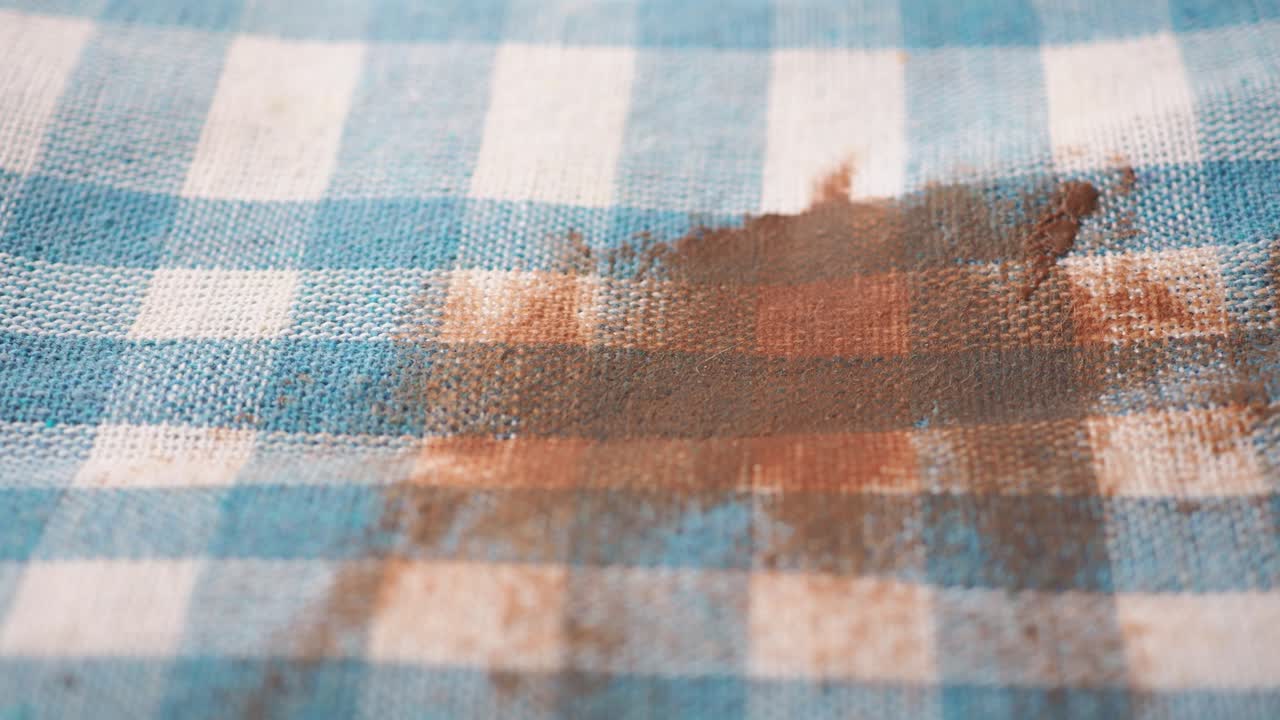 Removing a Brown Stain from Blue and White Checkered Fabric