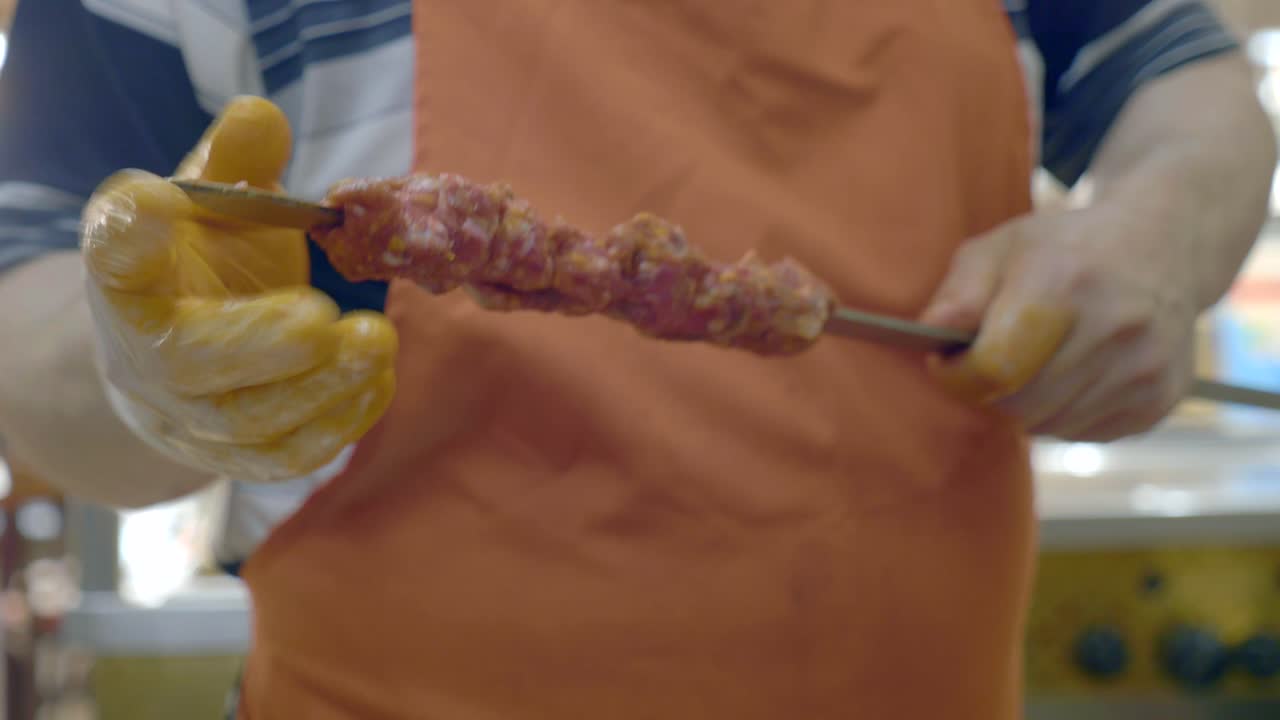 Preparing Meat Skewers