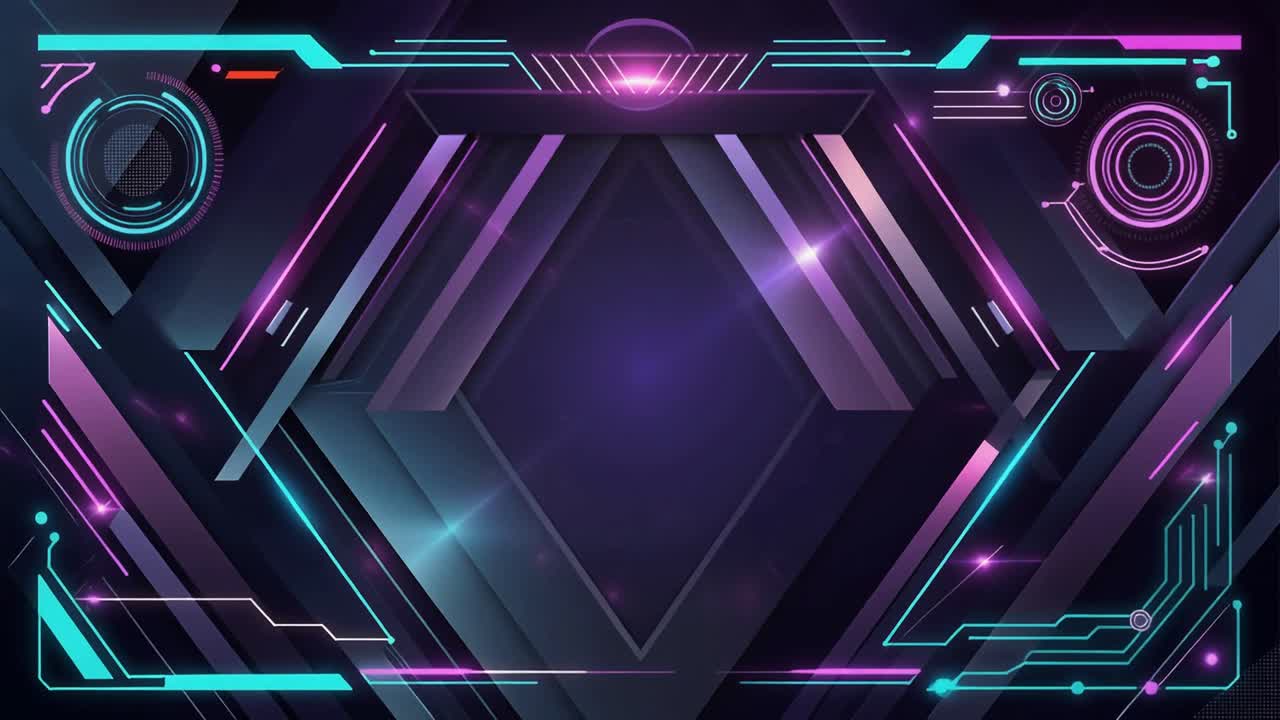 Futuristic Abstract Digital Background with Glowing Neon Geometric Shapes