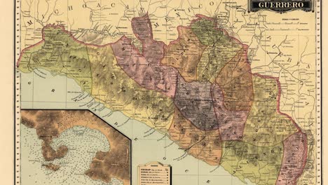 old nineteenth century map of acapulco bay the state of guerrero in mexico