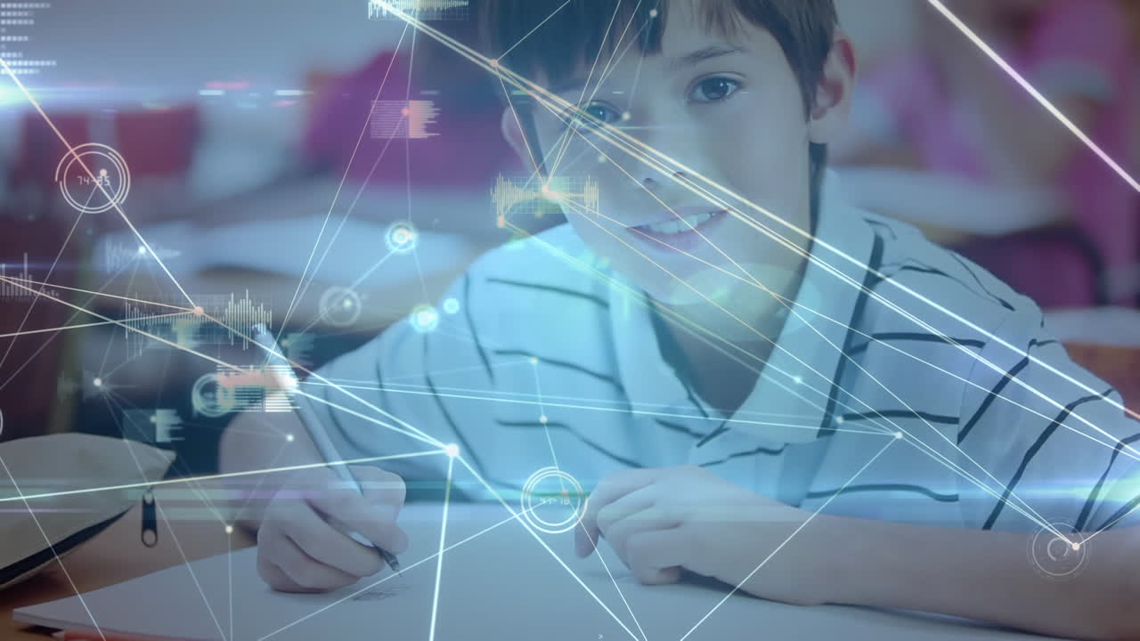 학교생의 글쓰기를 통한 연결 네트워크의 애니메이션