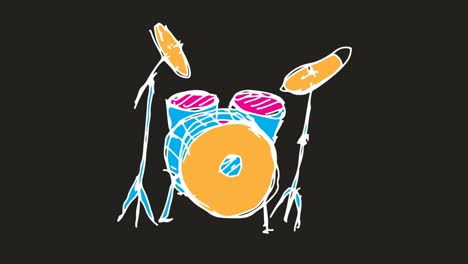 kids drawing black background with theme of drum