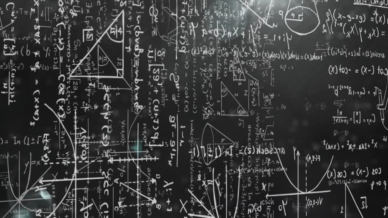 animación del procesamiento de datos matemáticos sobre un fondo negro