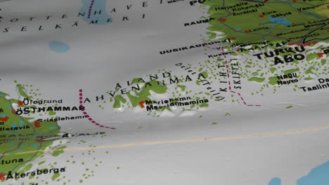 terrain map of aland islands, ahvenanmaa, between sweden and finland, orbit shot