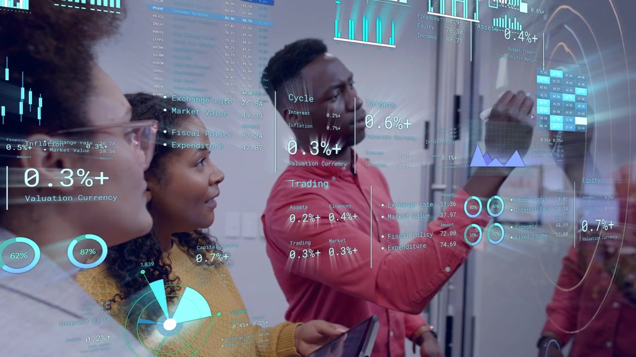 Data team at glass wall, man stepping marking aligning KPIs with faint overlay syncing to markings