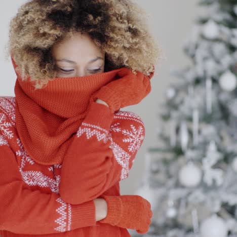 Modische-Junge-Frau-Zu-Weihnachten