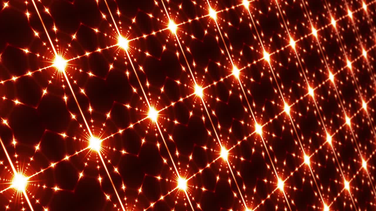 abstract naranja amarillo estrellas brillantes pulsando. 4k imitación de bucle sin costura de led rgb videowall. parpadeando estrellas brillantes formas de vídeo de animación. vista en perspectiva 3d. fondo de bucle de pared de neón.