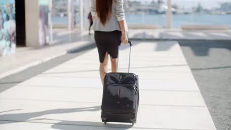 woman traveler in an urban street