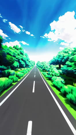 highway through lush green landscape