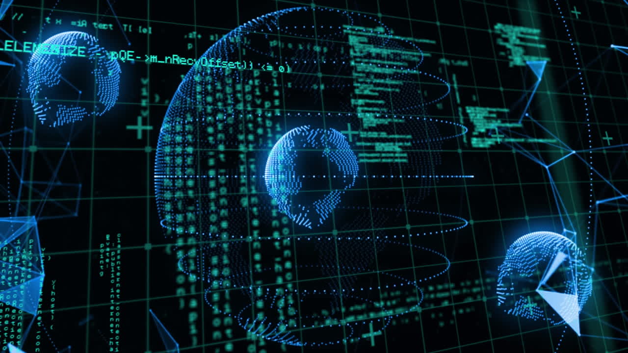 animación del procesamiento de datos sobre globos