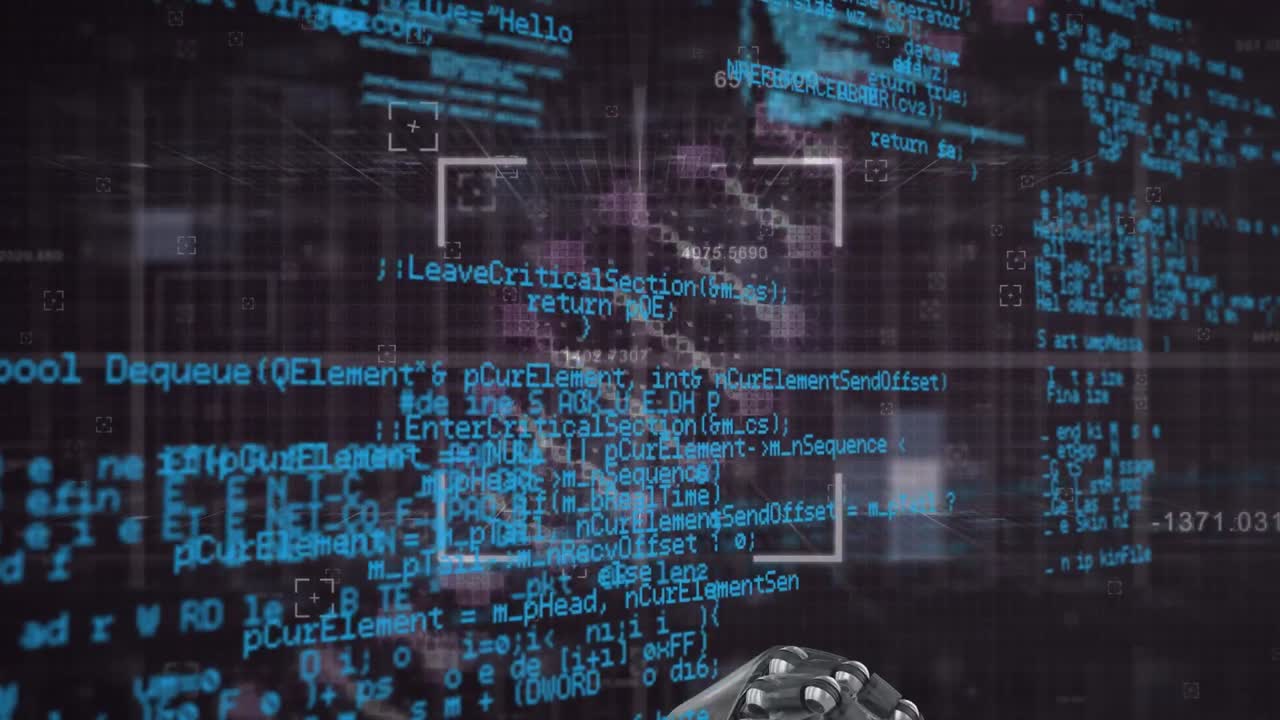 Animation of dna strand data processing over robot's arm