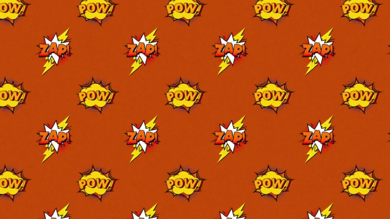 animación de cómic 5 opciones de texto sobre múltiples burbujas de habla cómica con efectos de sonido cómic textos