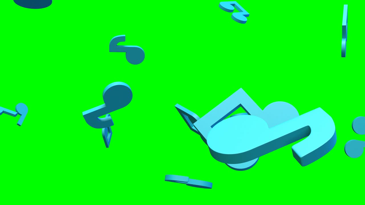 녹색 크로마 키 배경에 파란색 음악 노트.