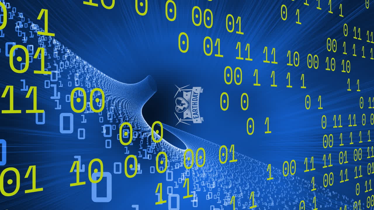 animación del texto del día de la tierra a través del procesamiento de datos