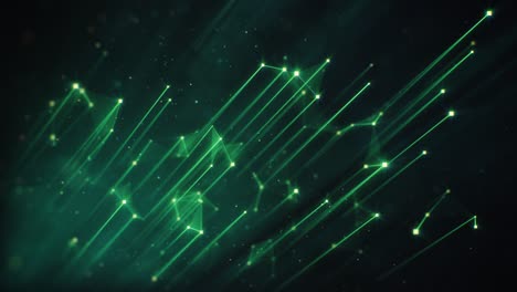 skewed green plexus lines and particles