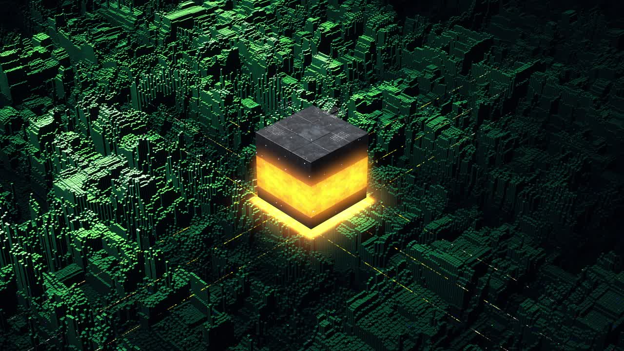 el sistema de computación cuántica de inteligencia artificial se enciende por el núcleo encriptado.