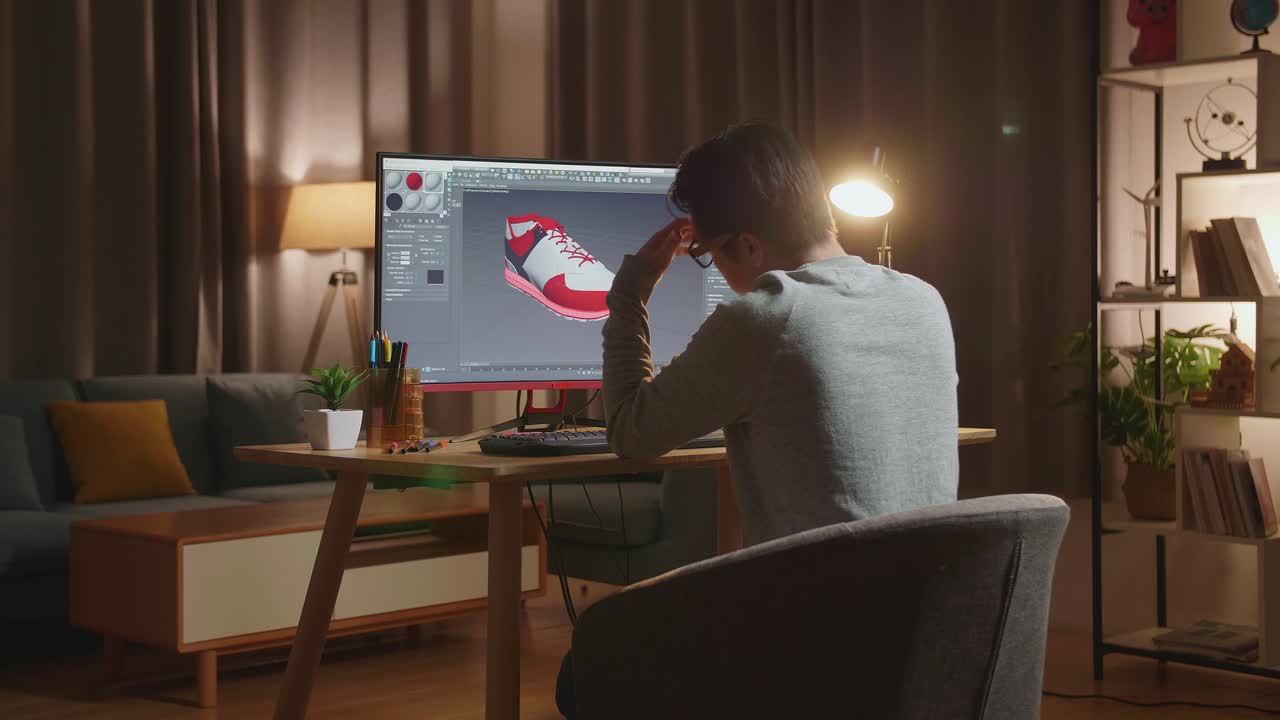 3D Shoe Design at Home at Night