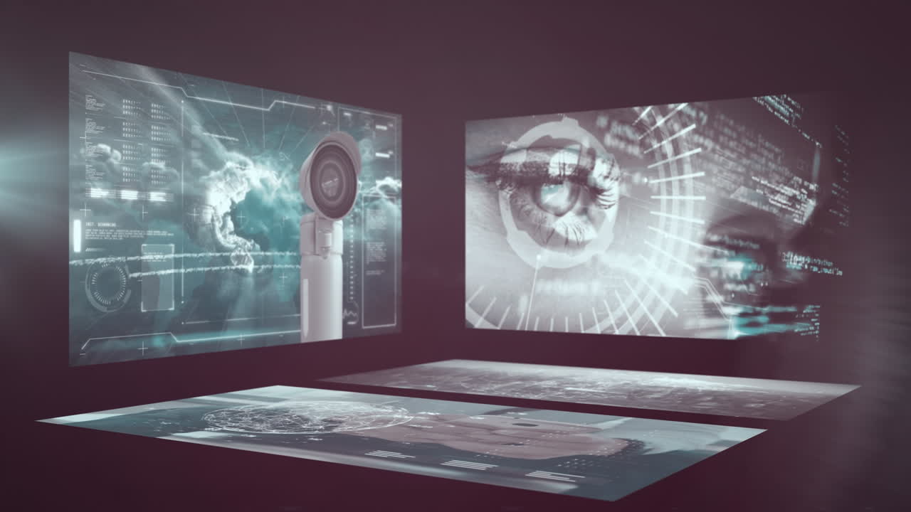 검은 바탕의 화면에서 보안 데이터 처리의 애니메이션