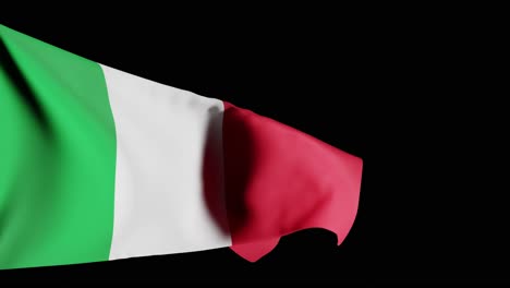 waving flag of italy against black background, 3d animation