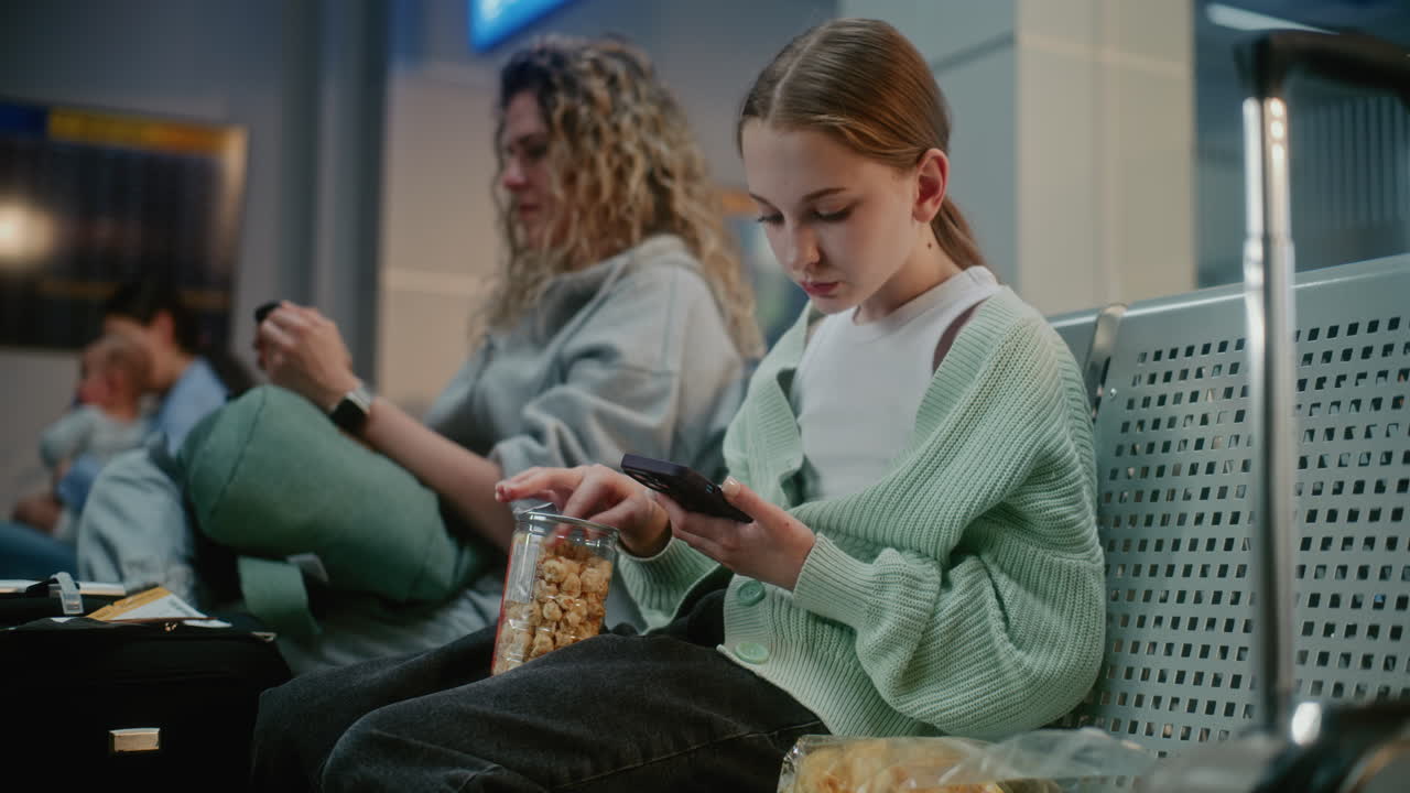 Family waiting at the airport