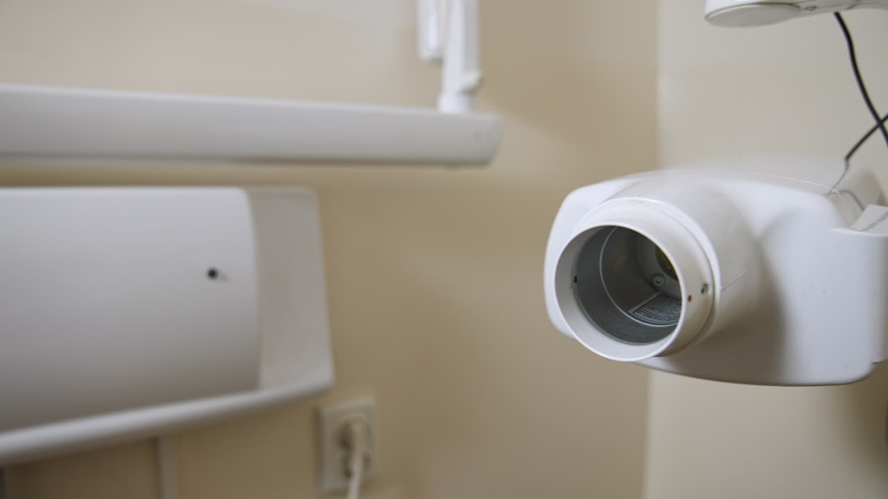 X-ray dental apparatus on the wall in hospital room. Equipment in dental hospital. Close up.