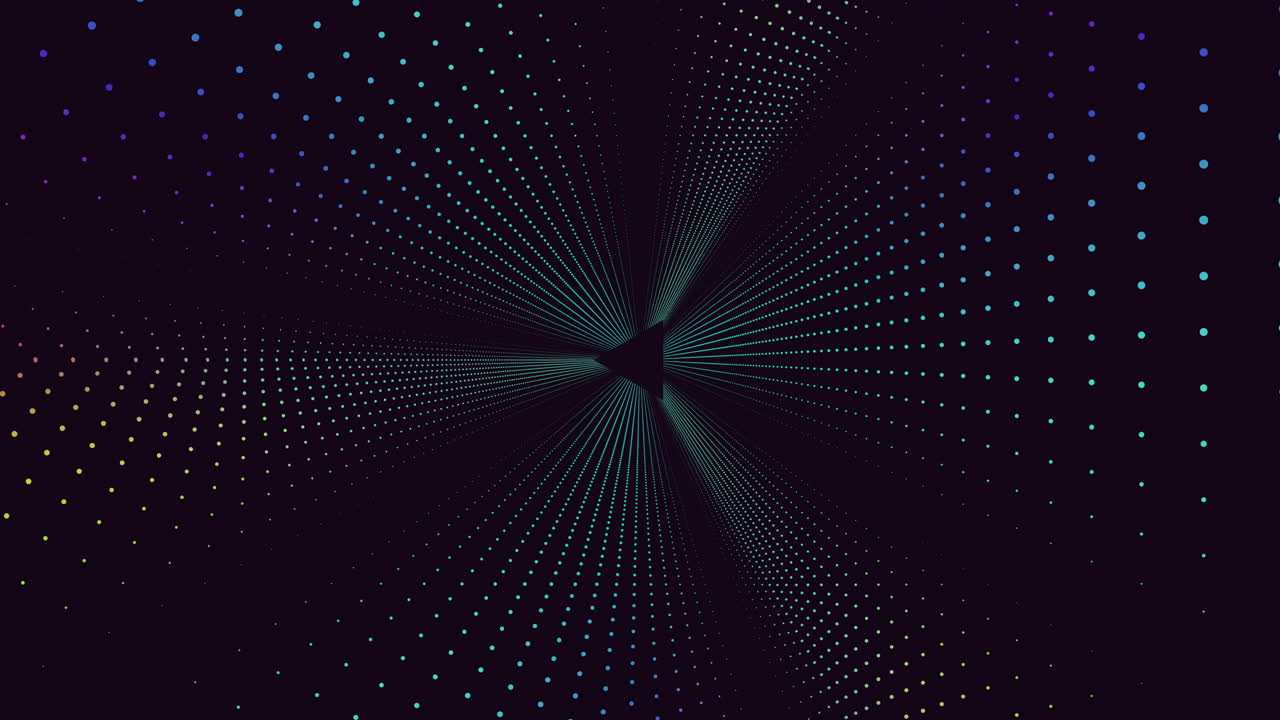 Dynamic dots and lines cascading on black and blue background