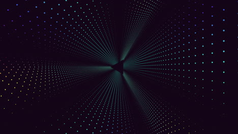 dynamic dots and lines cascading on black and blue background