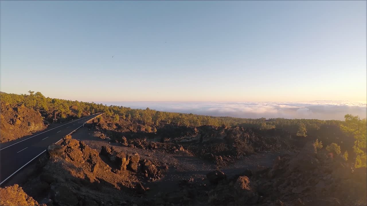 A golden hour on top of the Teida mountain in Tenerife. This mountain goes above the clouds which looks amazing during the sunset.
