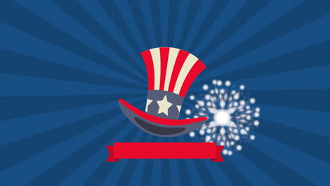 tophat con animación de la bandera de los estados unidos de américa