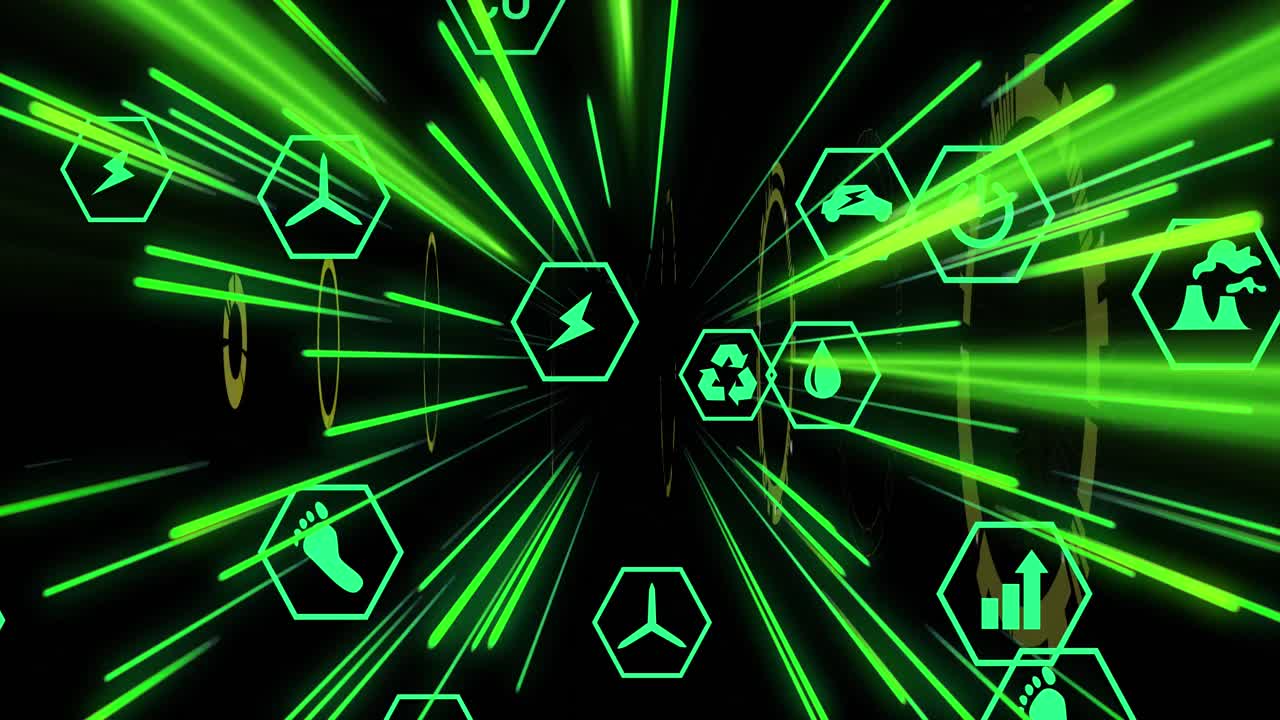 에코 아이콘의 애니메이션과 데이터 전송의 빛 트레일에 대한 데이터 처리