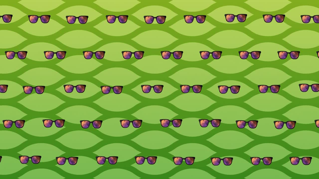 animación de gafas sobre un fondo ondulado verde