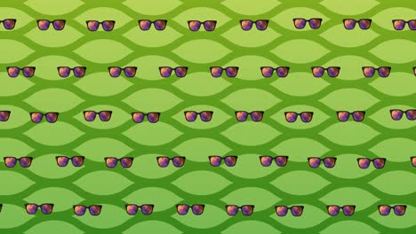 animación de gafas sobre un fondo ondulado verde