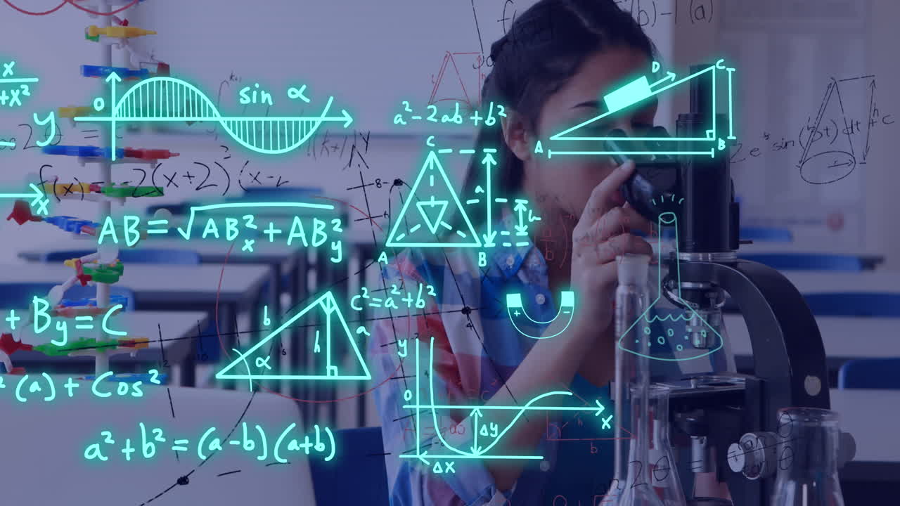 animación de ecuaciones y procesamiento de datos sobre una estudiante biracial en el laboratorio de ciencias