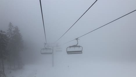 ski resort cable car transporting during winter holidays