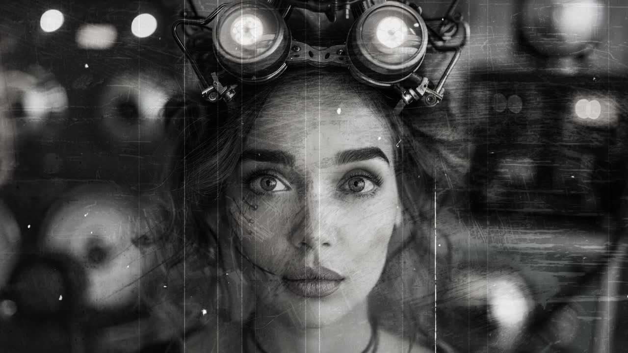 technology female with Vr headset in made with AI