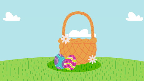 easter basket with decorated eggs