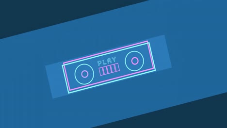 Animation-of-neon-radio-over-blue-background