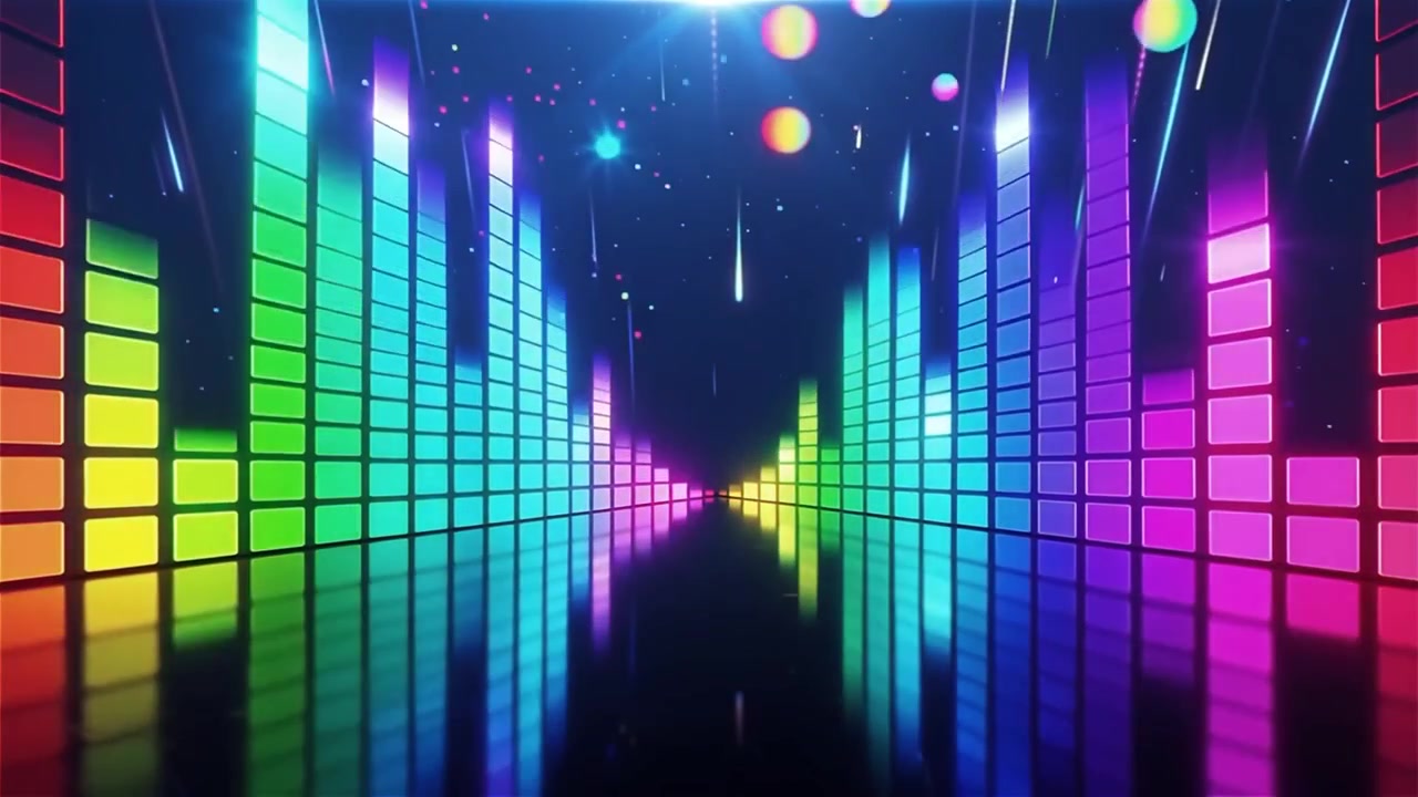 Futuristic Rainbow Neon Music Equalizer Visualizer Background
