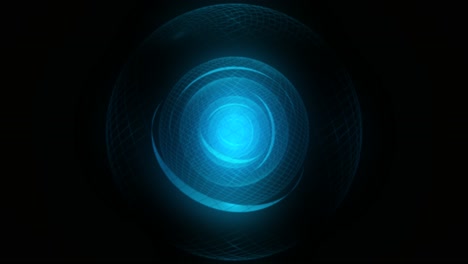 Esferas-De-Estructura-Metálica-3d-Giratorias-Azules-Abstractas