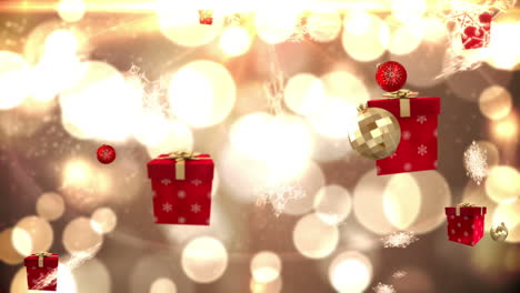 decoraciones navideñas sin costuras cayendo sobre el oro