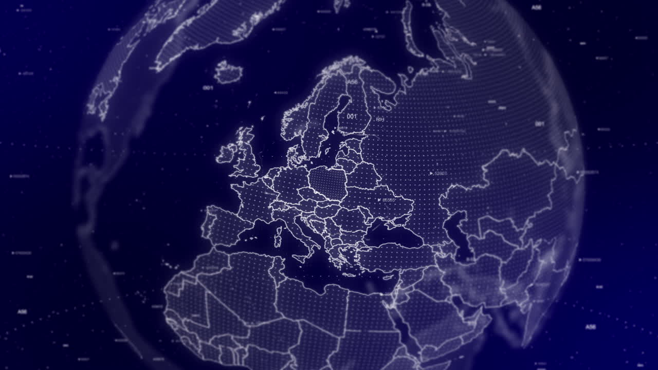 A cinematic video background showcases a digital globe rotating, zooming in on Poland country